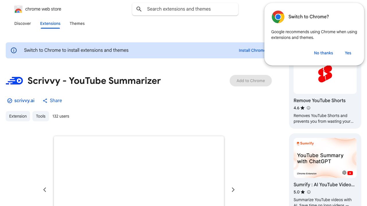 Scrivvy - YouTube Summarizer 网站截图