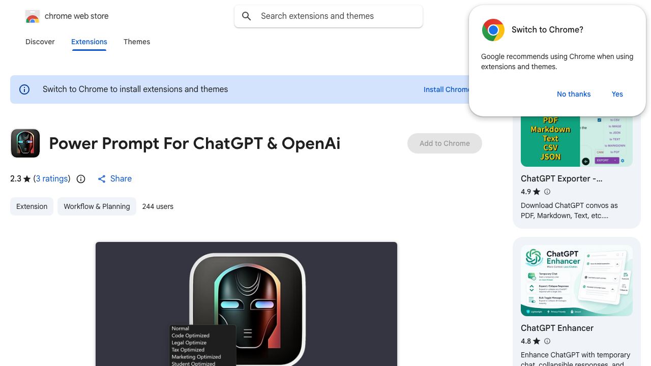 Power Prompt For ChatGPT & OpenAi 网站截图