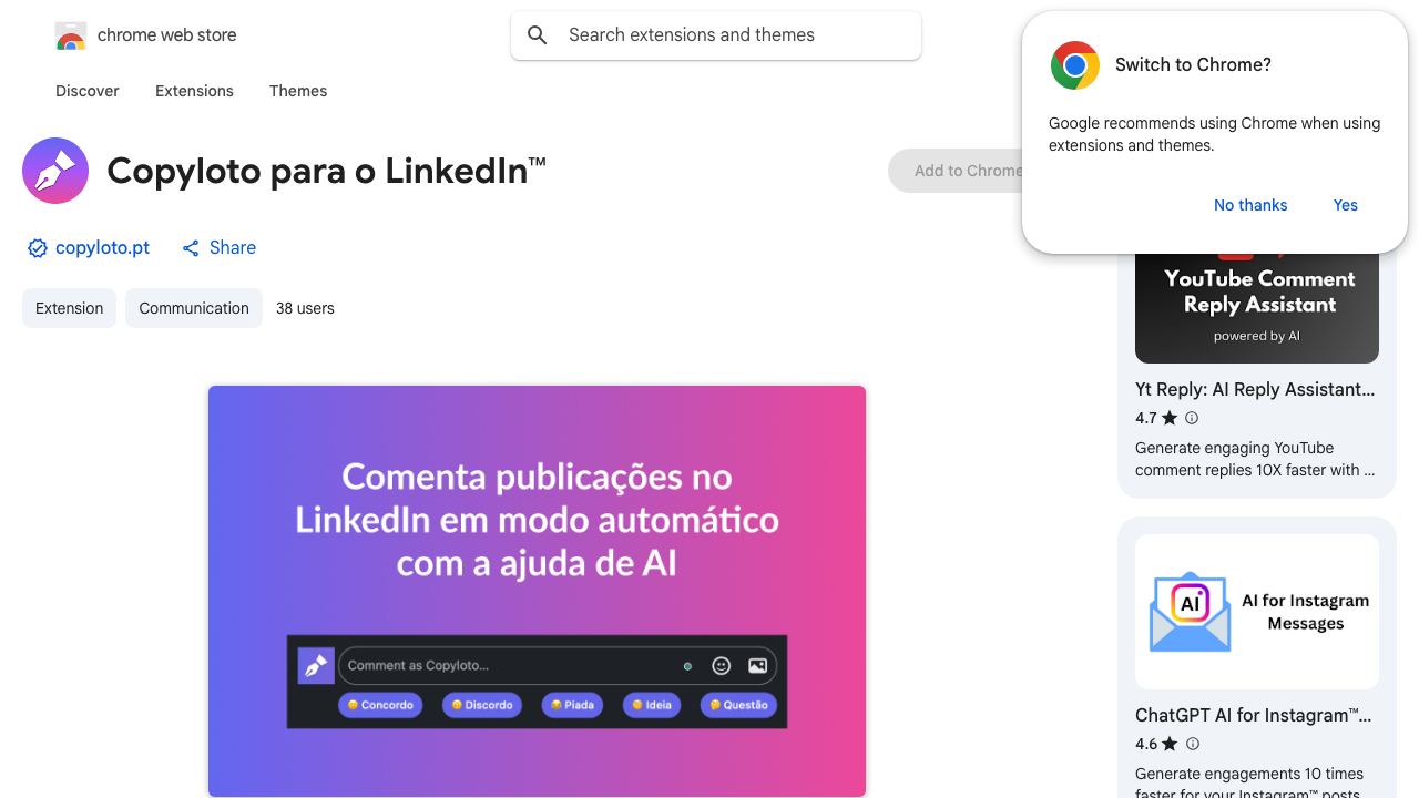 Copyloto para o LinkedIn™ 网站截图