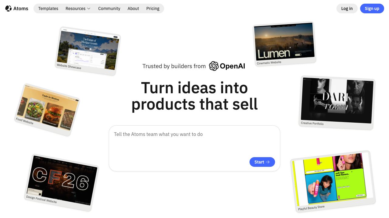 Atoms website screenshot