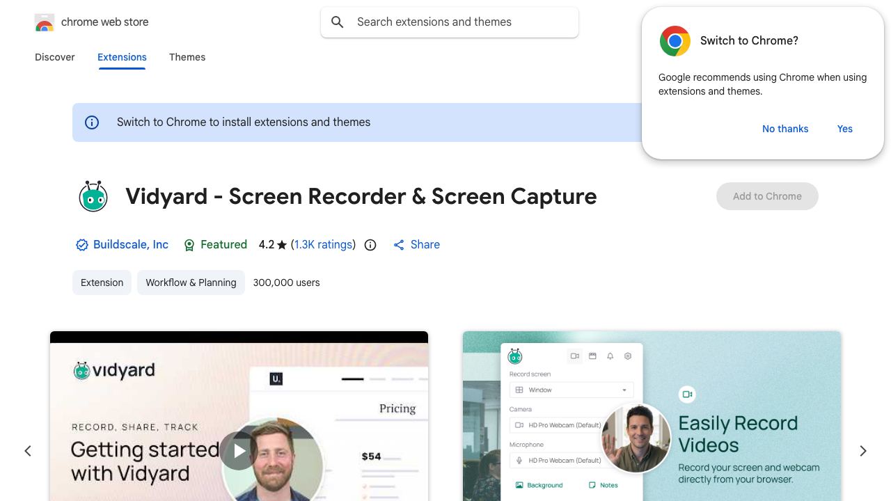 Vidyard - Screen Recorder & Screen Capture 网站截图