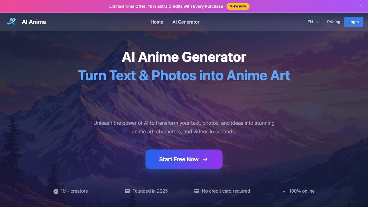 AI Anime Generator- 网站截图