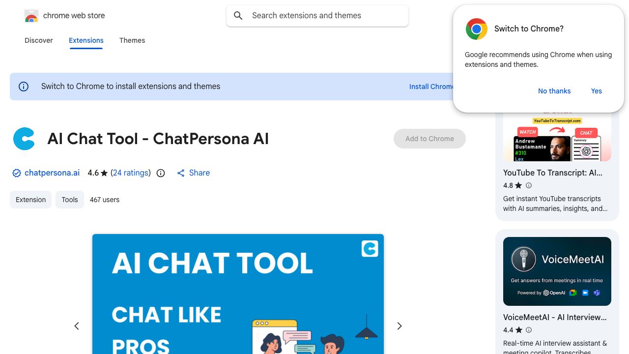 AI Chat Tool - ChatPersona AI 网站截图