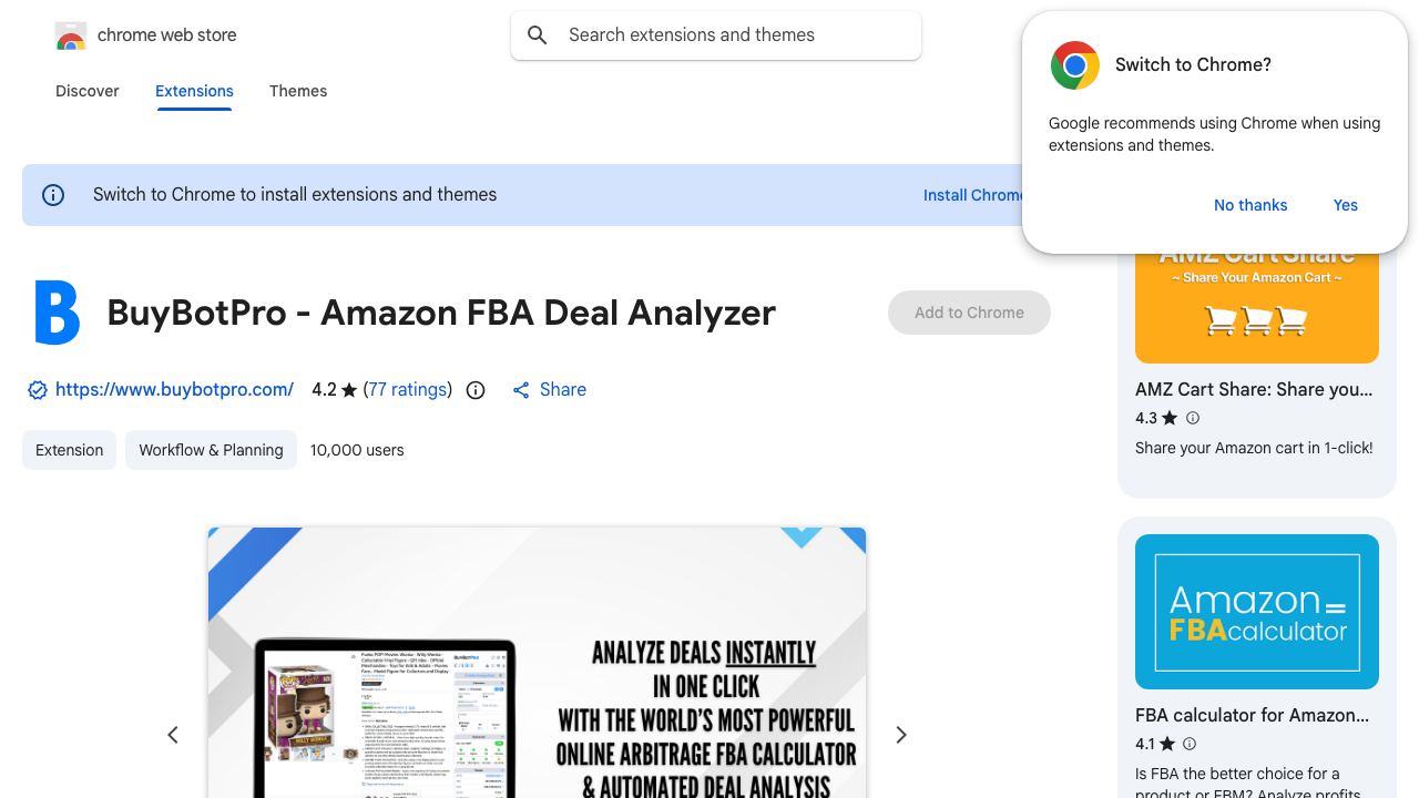 BuyBotPro - Amazon FBA Deal Analyzer 网站截图