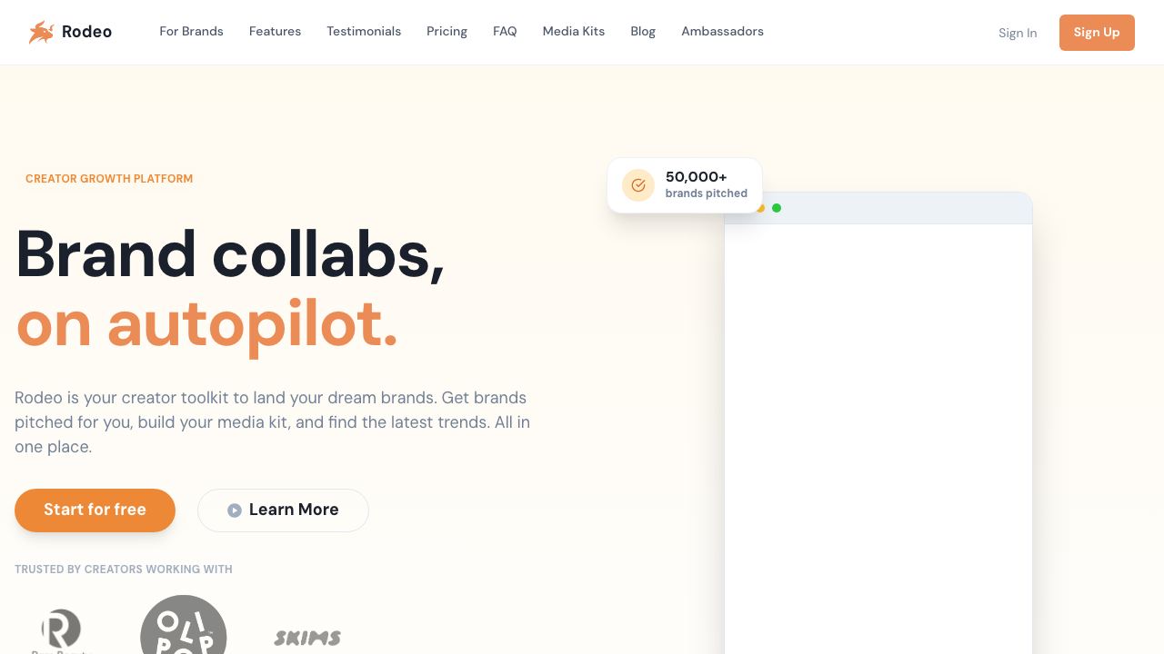 Rodeo - Your Creator Assistant website screenshot