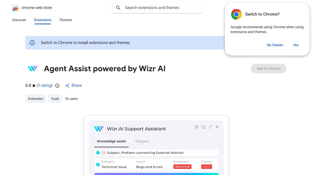 Agent Assist powered by Wizr AI 网站截图