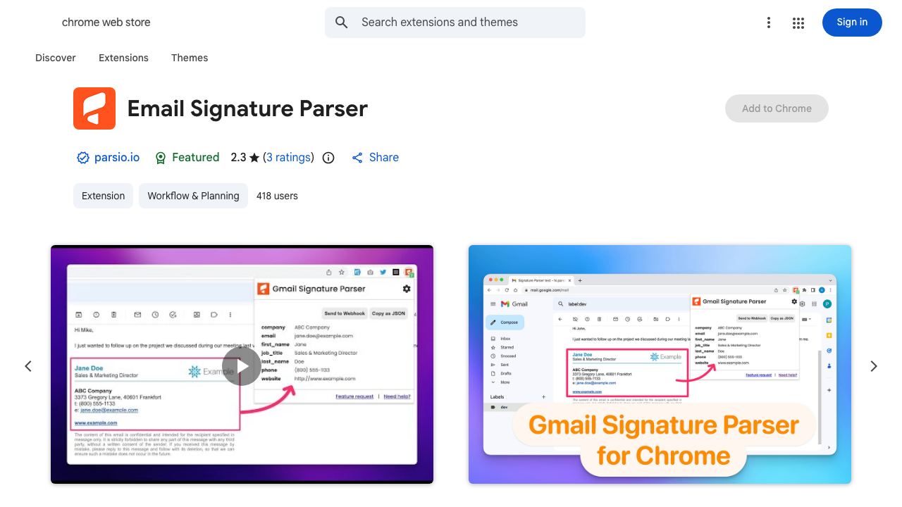 Email Signature Parser 网站截图