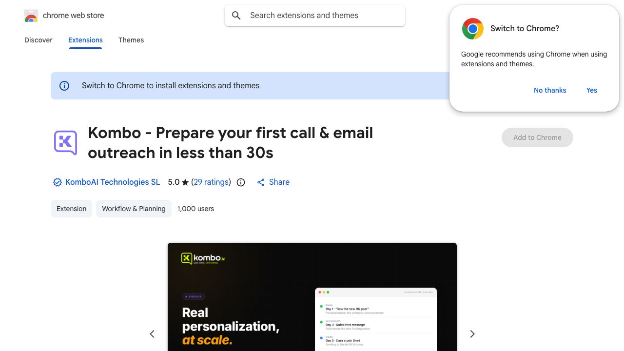Kombo - Prepare your first call & email outreach in less than 30s 网站截图