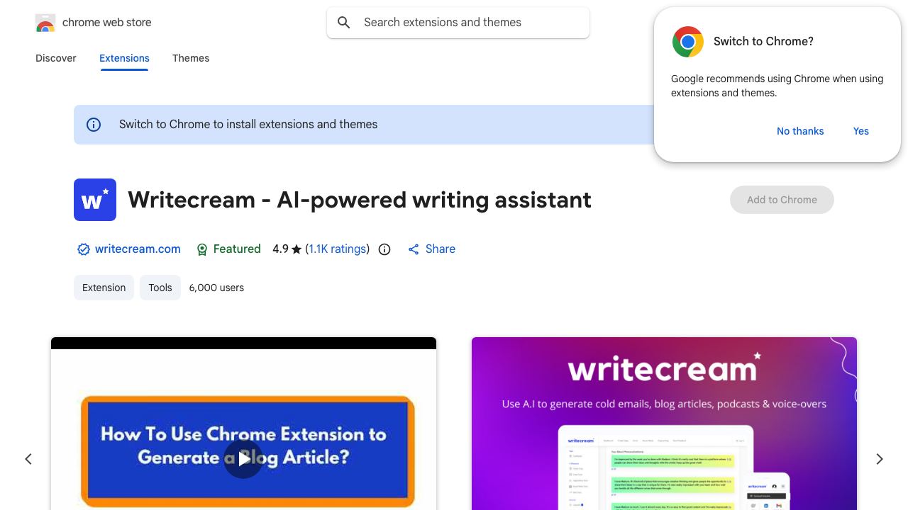 Writecream - AI-powered writing assistant 网站截图