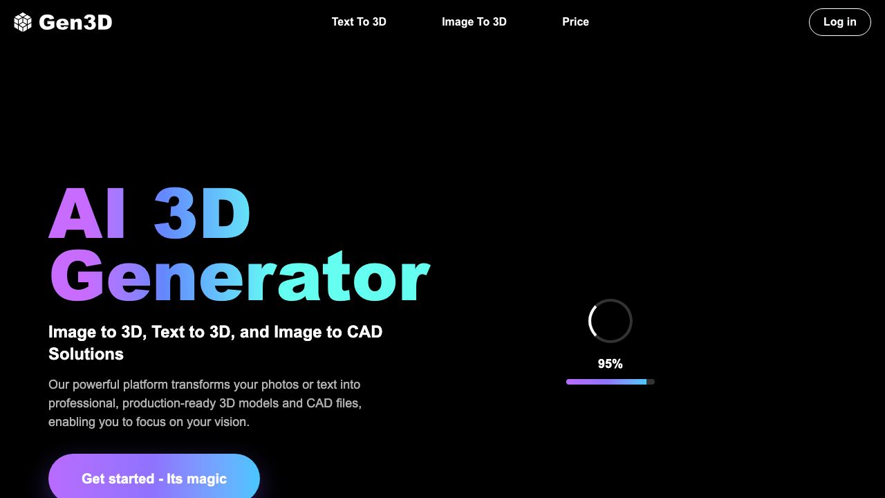 Gen3D - AI 3D Generator 网站截图