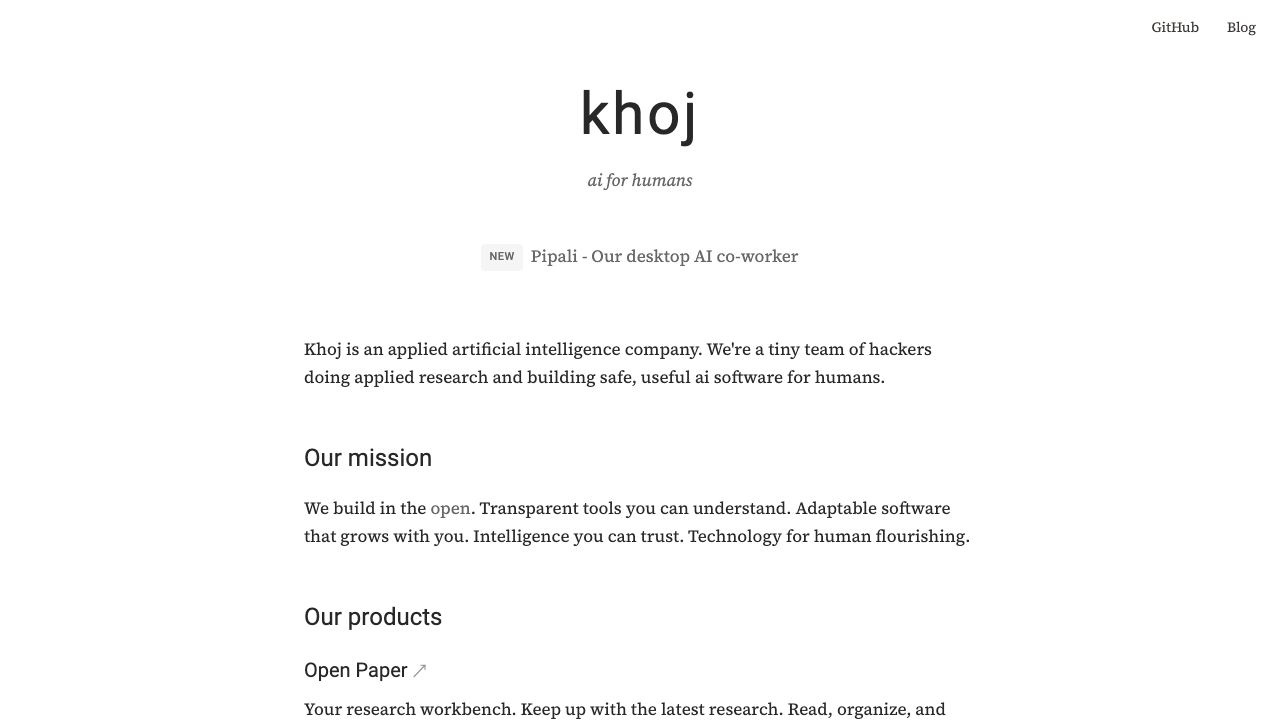 Khoj website screenshot