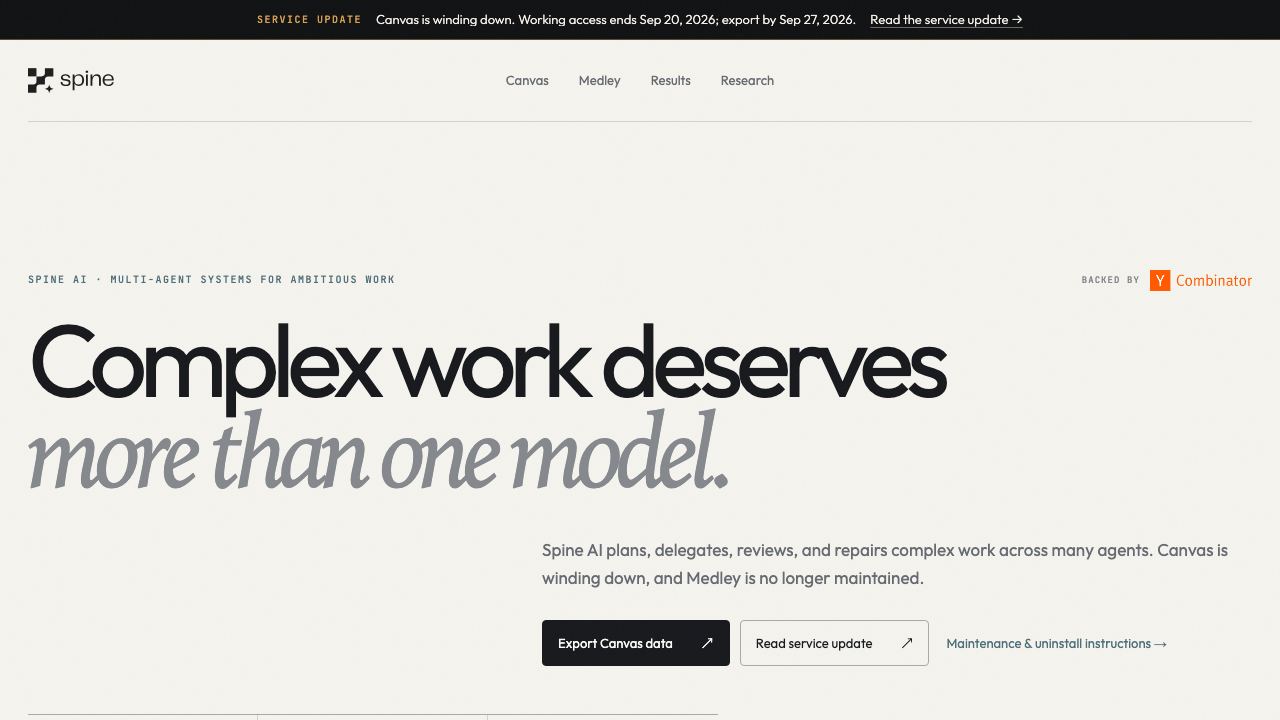 Spine website screenshot