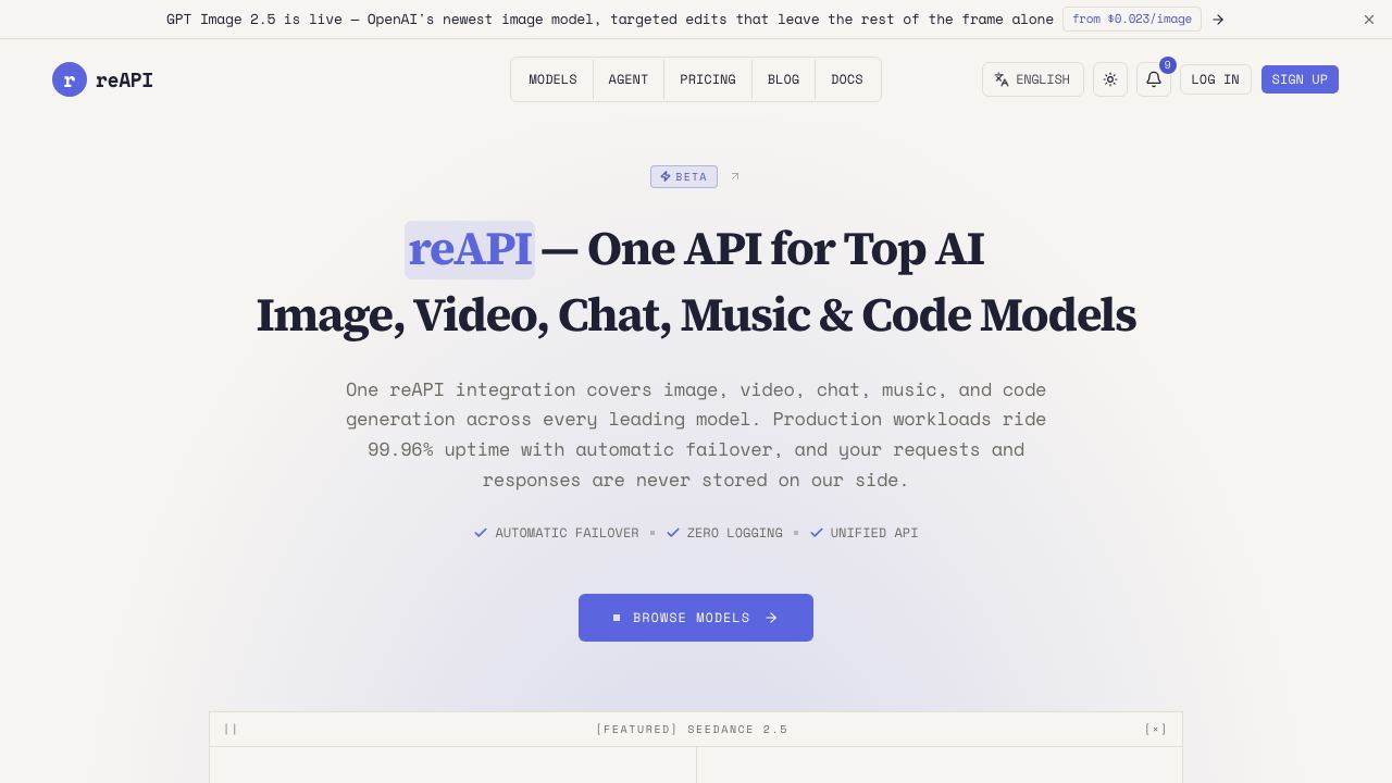 reAPI website screenshot