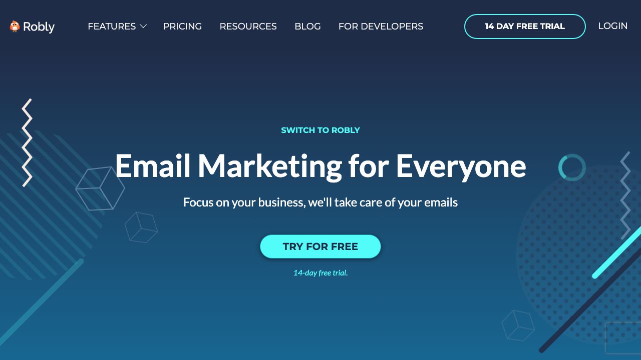 Robly Email Marketing website screenshot