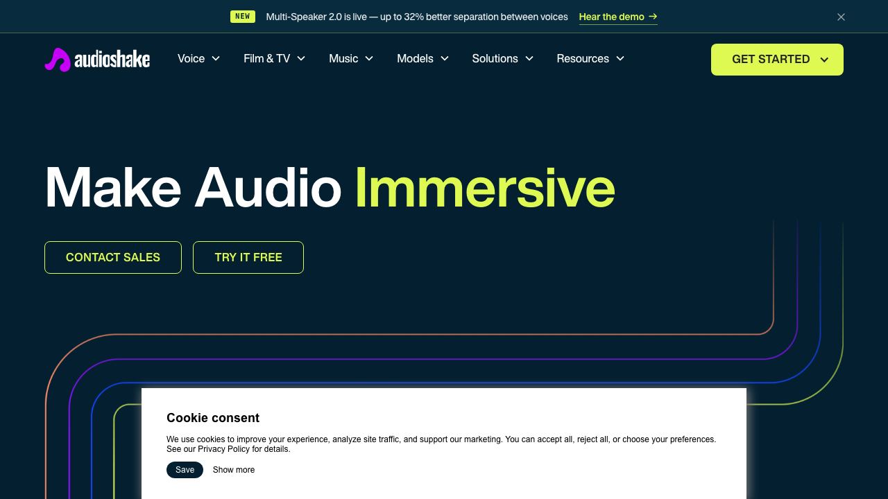 AudioShake 网站截图