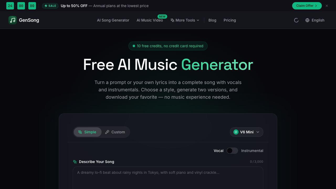 Gen Song AI 网站截图