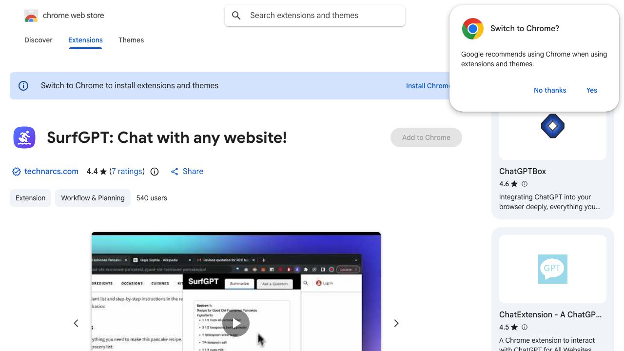 SurfGPT: Chat with any website! 网站截图