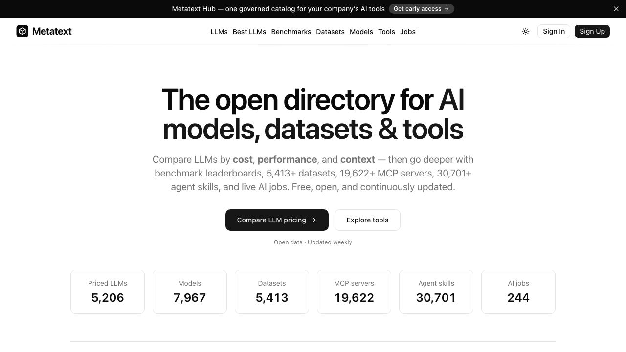 Metatext website screenshot