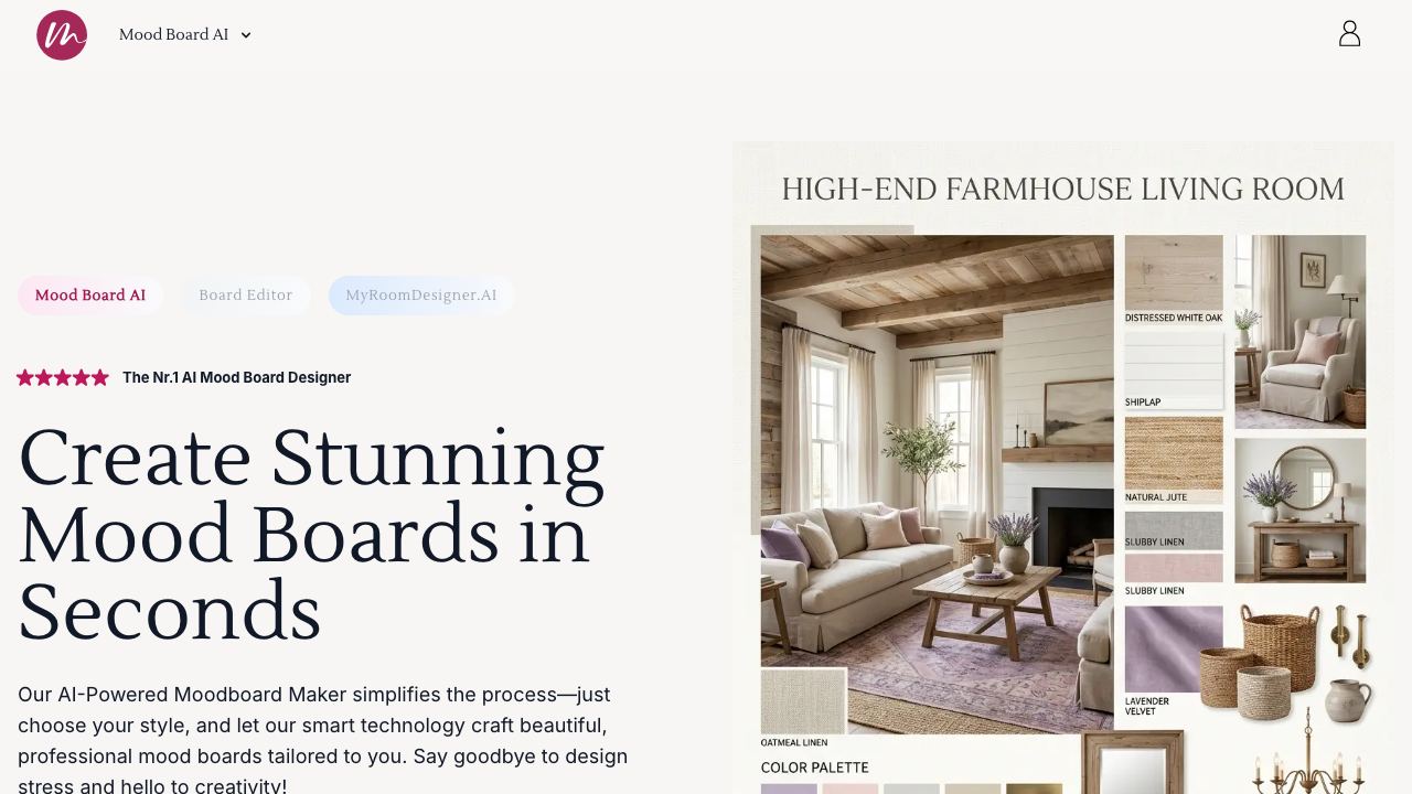 Mood Board AI website screenshot