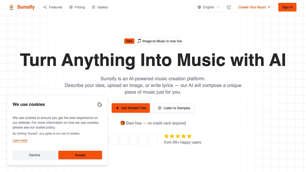 Sunoify website screenshot