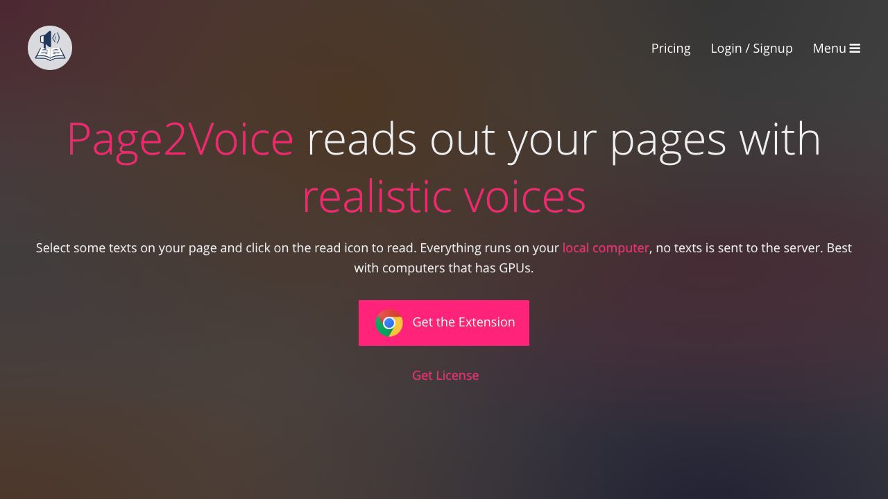 Page2Voice 网站截图