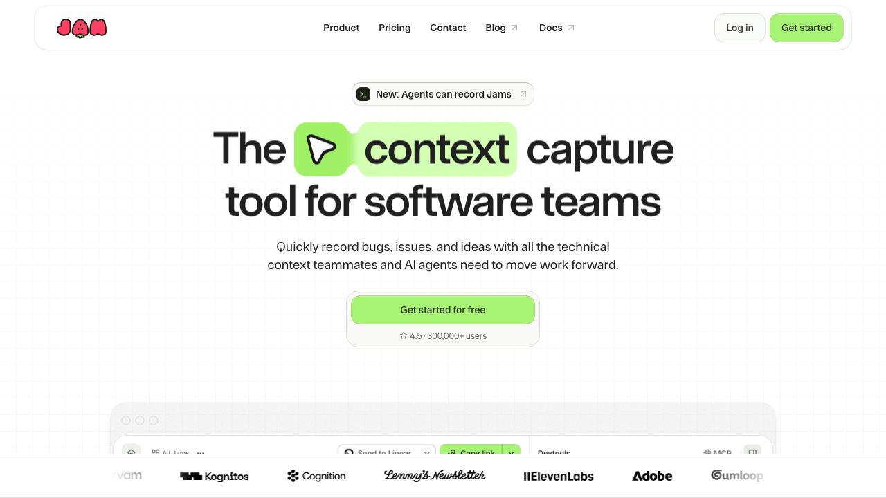 Jam website screenshot