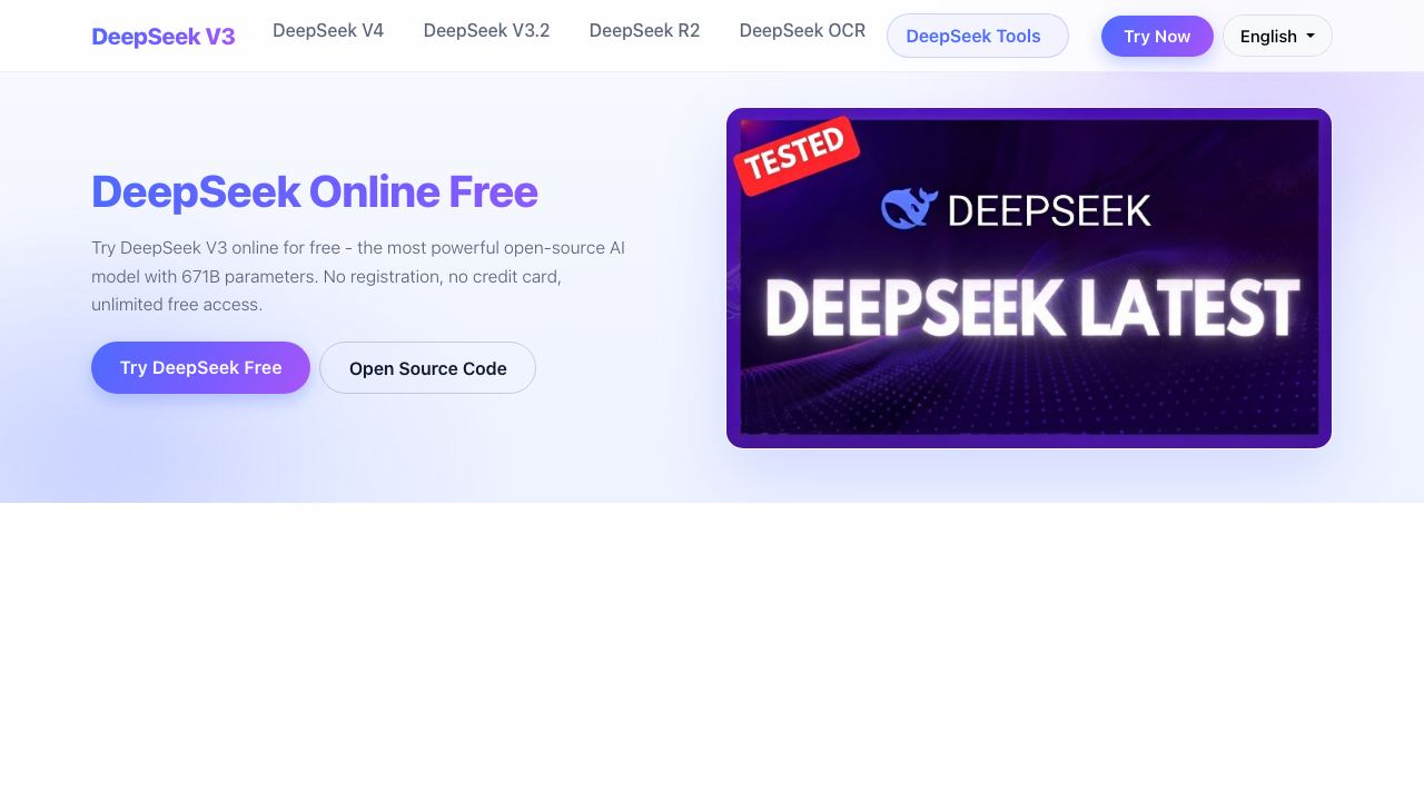 DeepSeek Online website screenshot