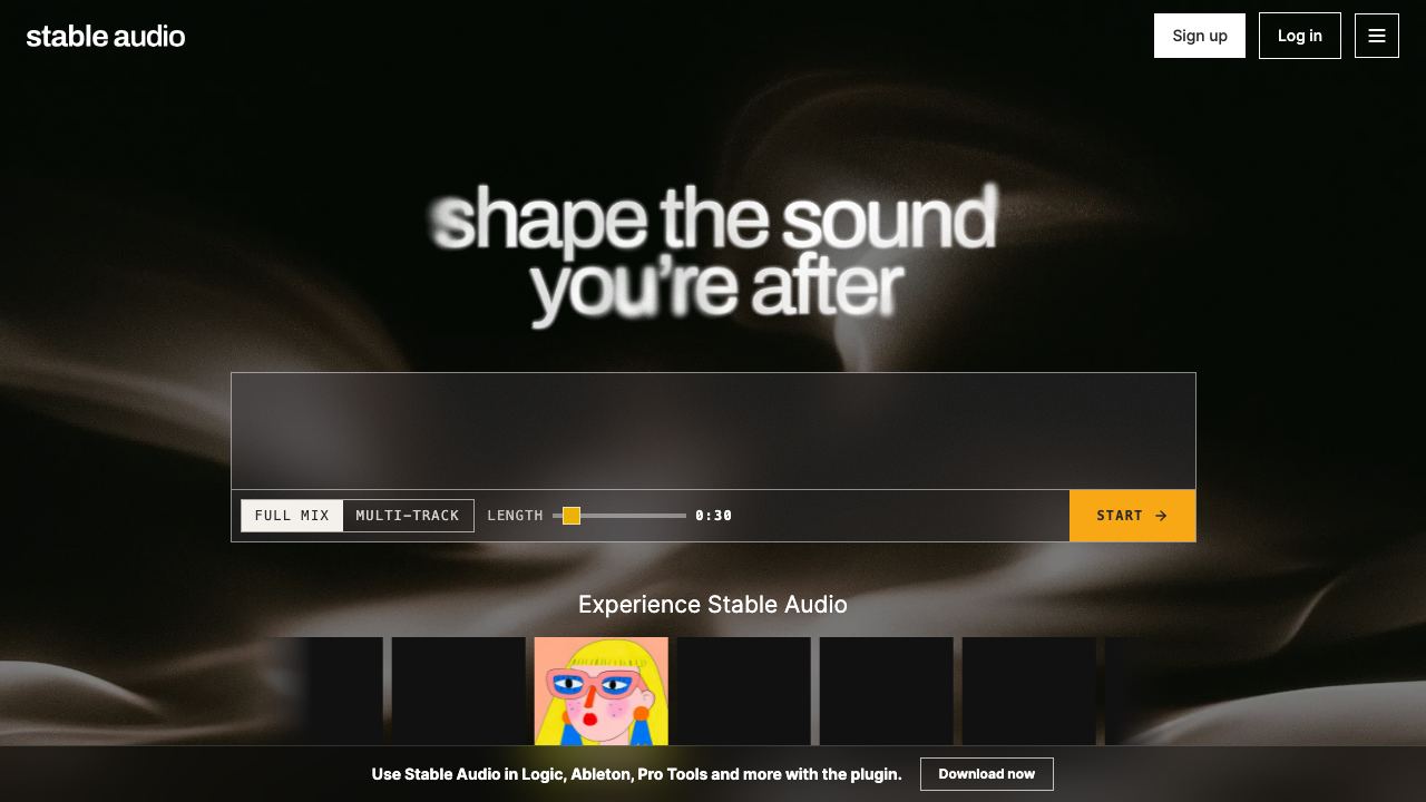 Stable Audio 网站截图