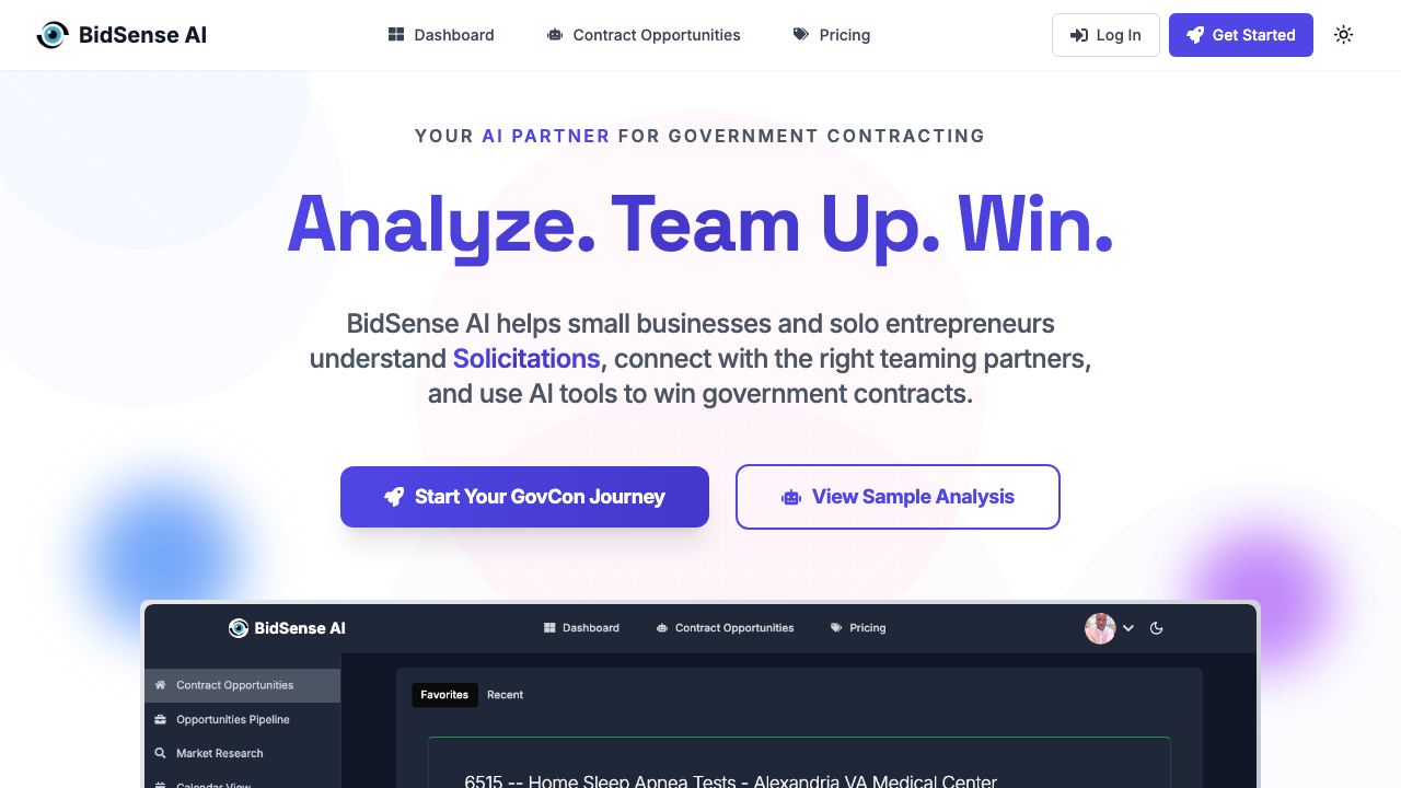 BidSense AI 网站截图