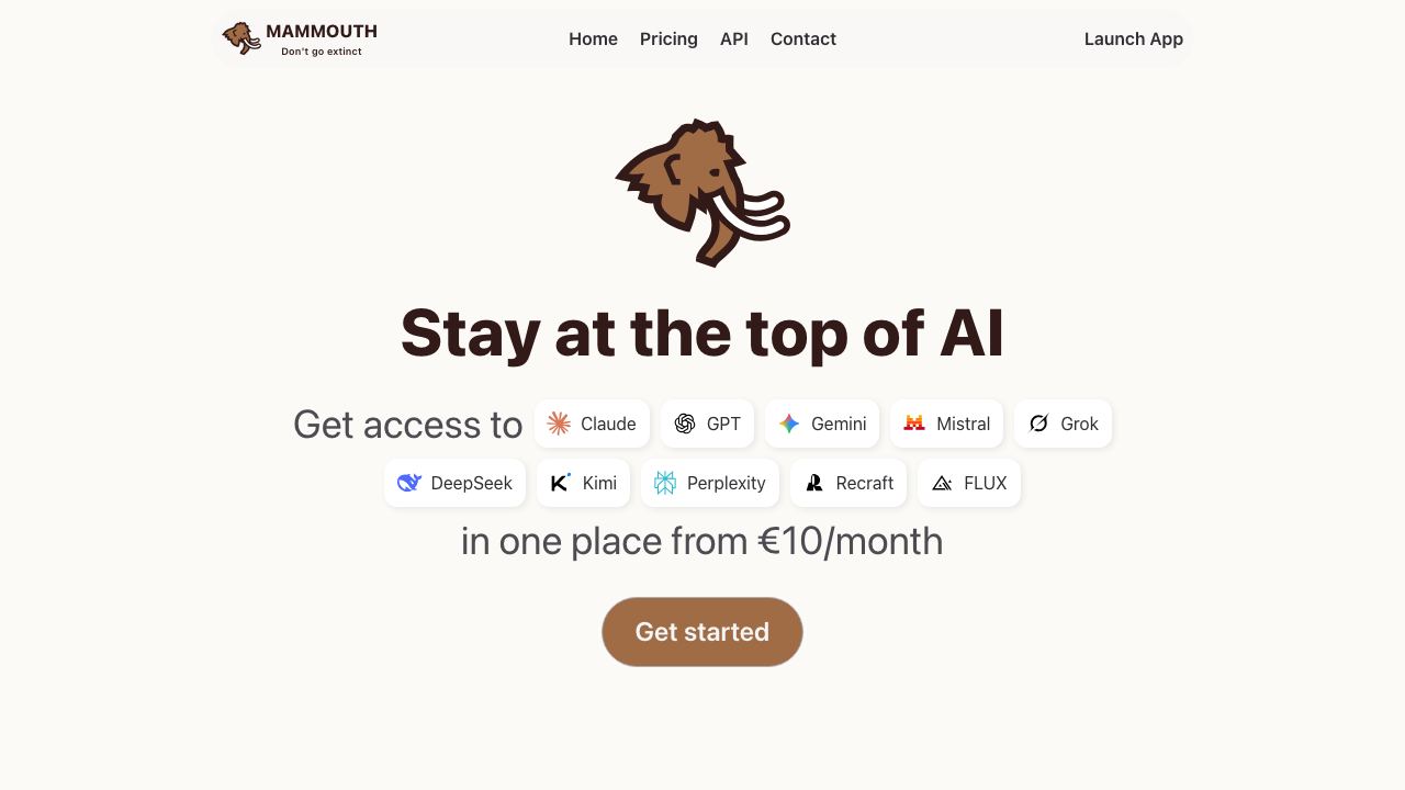 Mammouth website screenshot