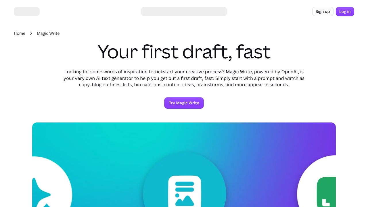 Canva Magic Write website screenshot