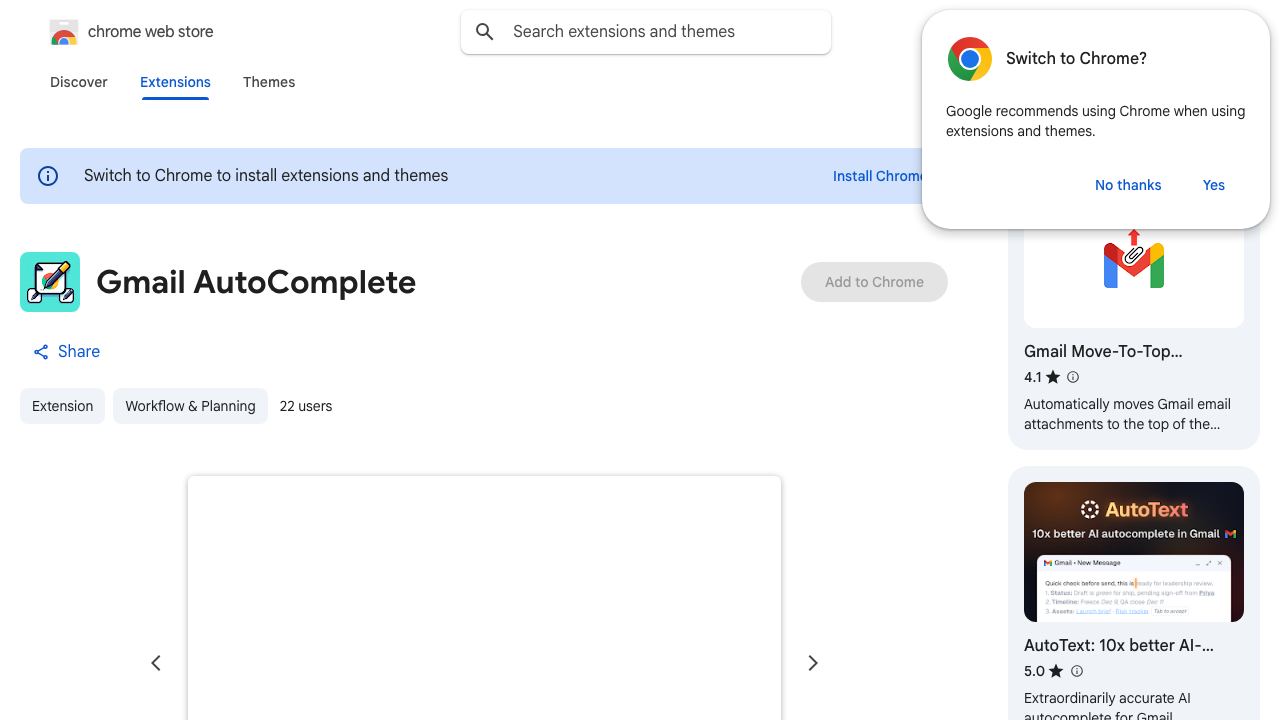 Gmail AutoComplete website screenshot
