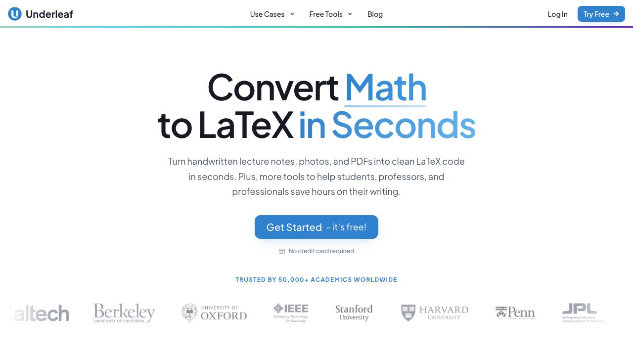 Underleaf website screenshot