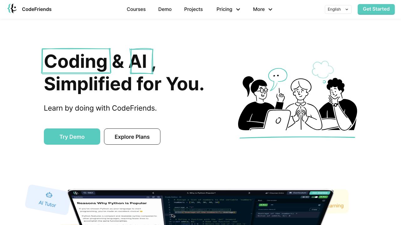 CodeFriends | Learning Platform website screenshot