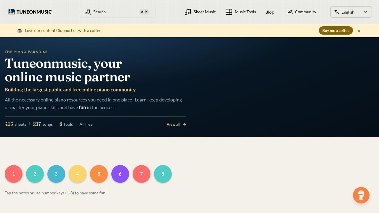 Tuneonmusic 网站截图