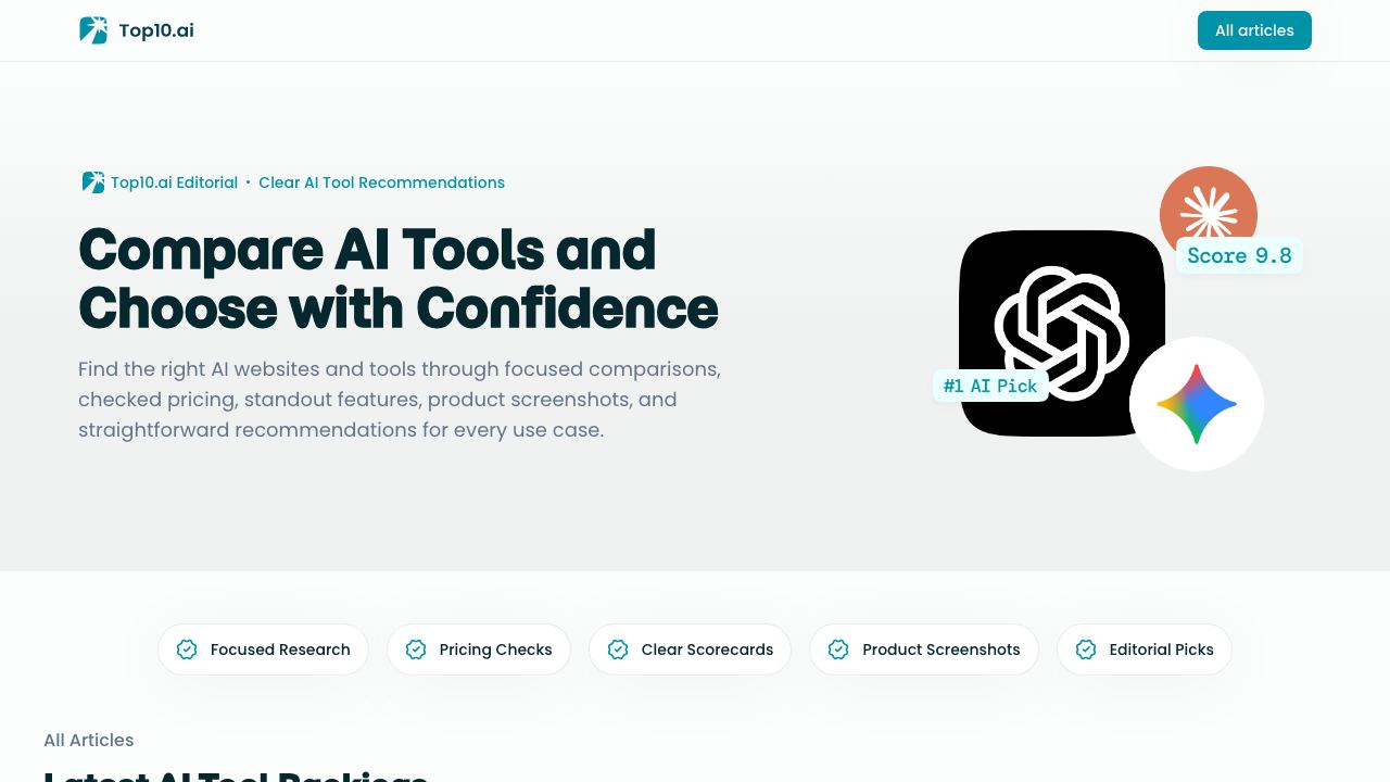 Top10.ai website screenshot