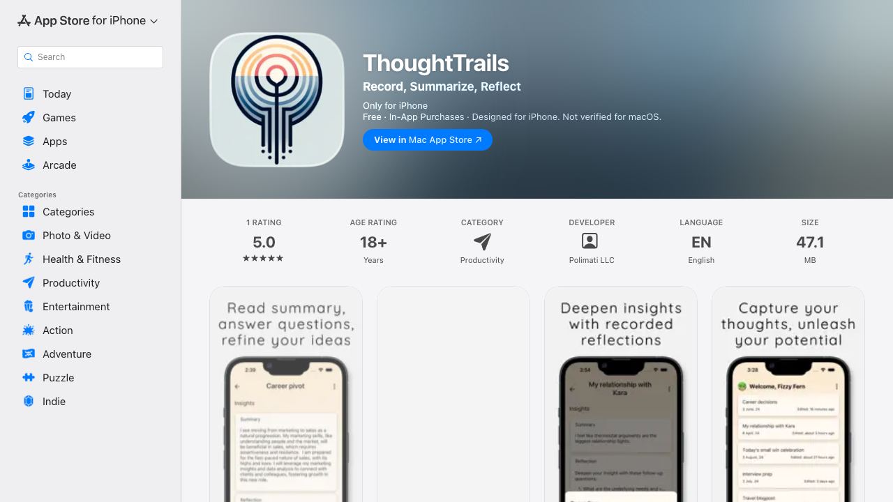 ThoughtTrails 网站截图