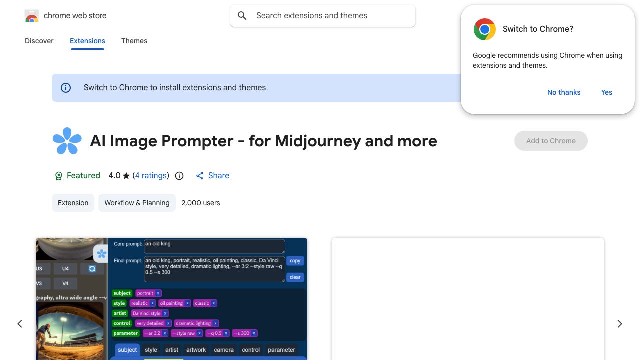 Image Prompter - for Midjourney and more 网站截图