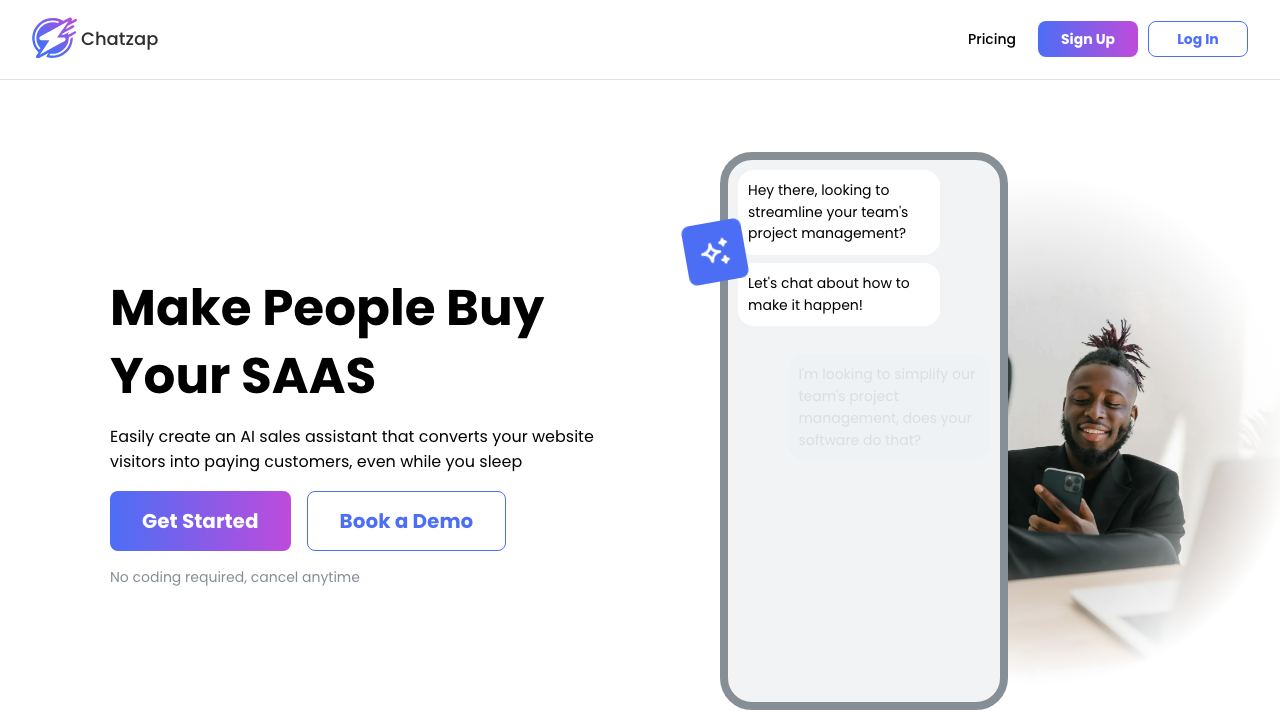 Chatzap website screenshot