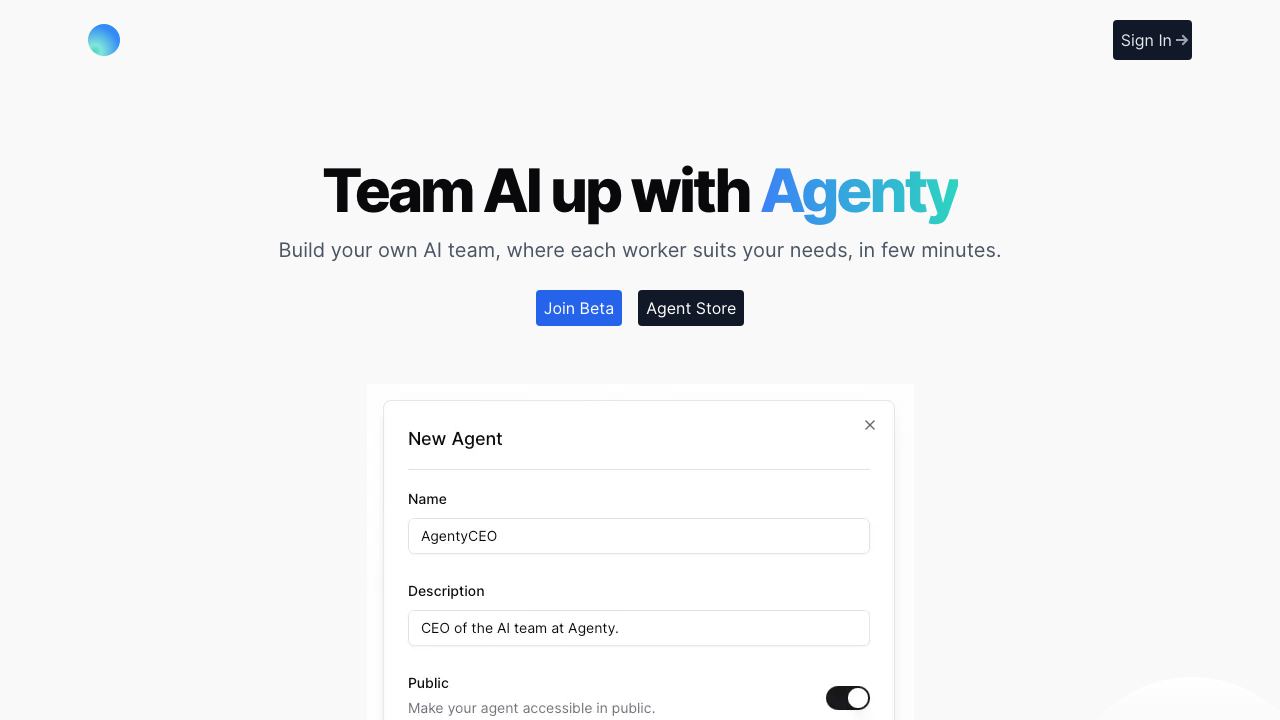Agenty website screenshot