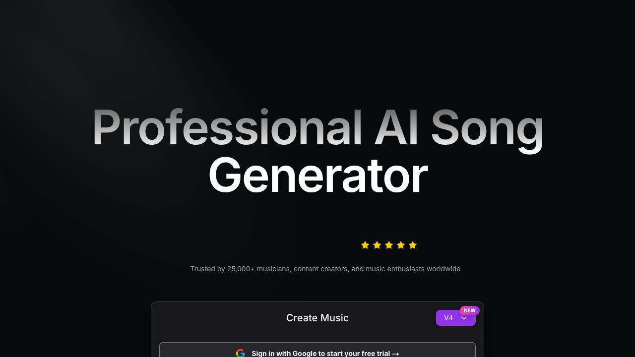 Free AI Song Generator 网站截图