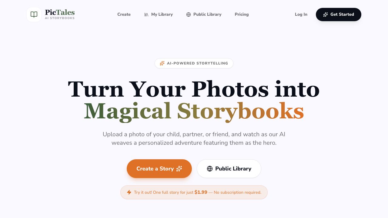 PicTales website screenshot