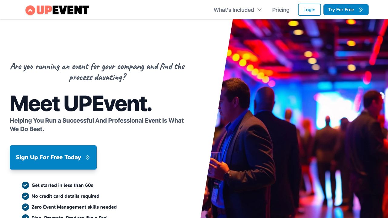 UPEvent website screenshot