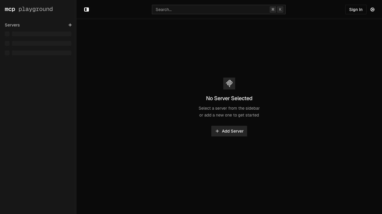 MCP Playground website screenshot