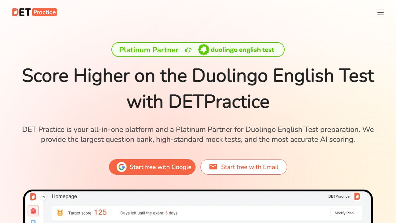DET Practice 网站截图
