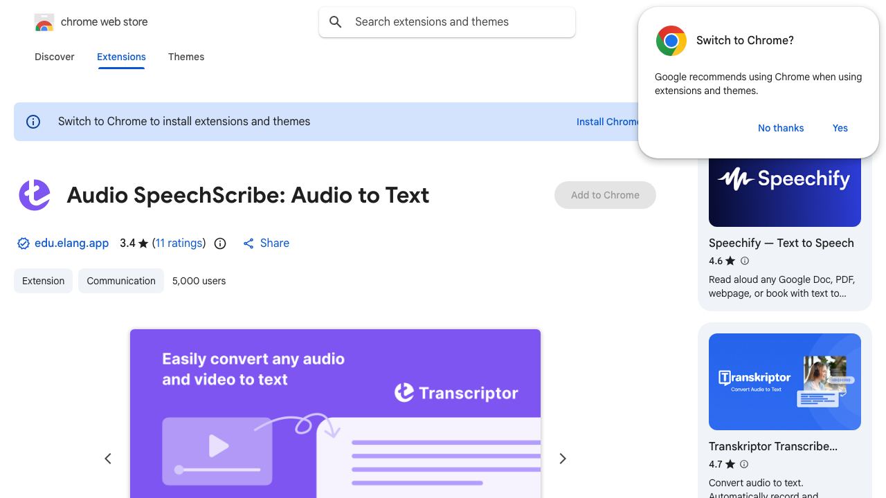Audio Transkriptor: Audio to Text 网站截图