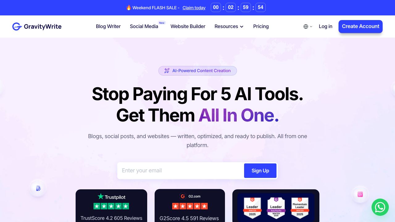 GravityWrite website screenshot