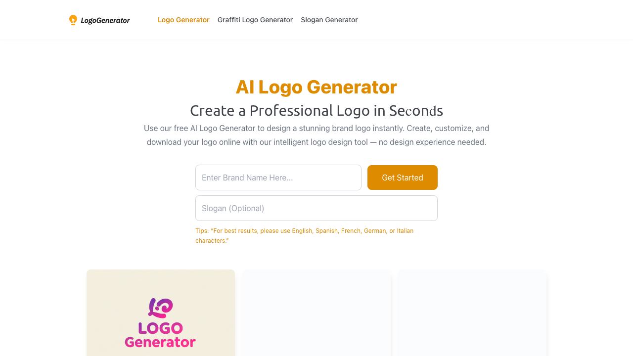 AI Logo Generator- website screenshot