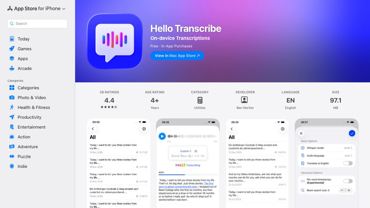 Hello Transcribe 网站截图