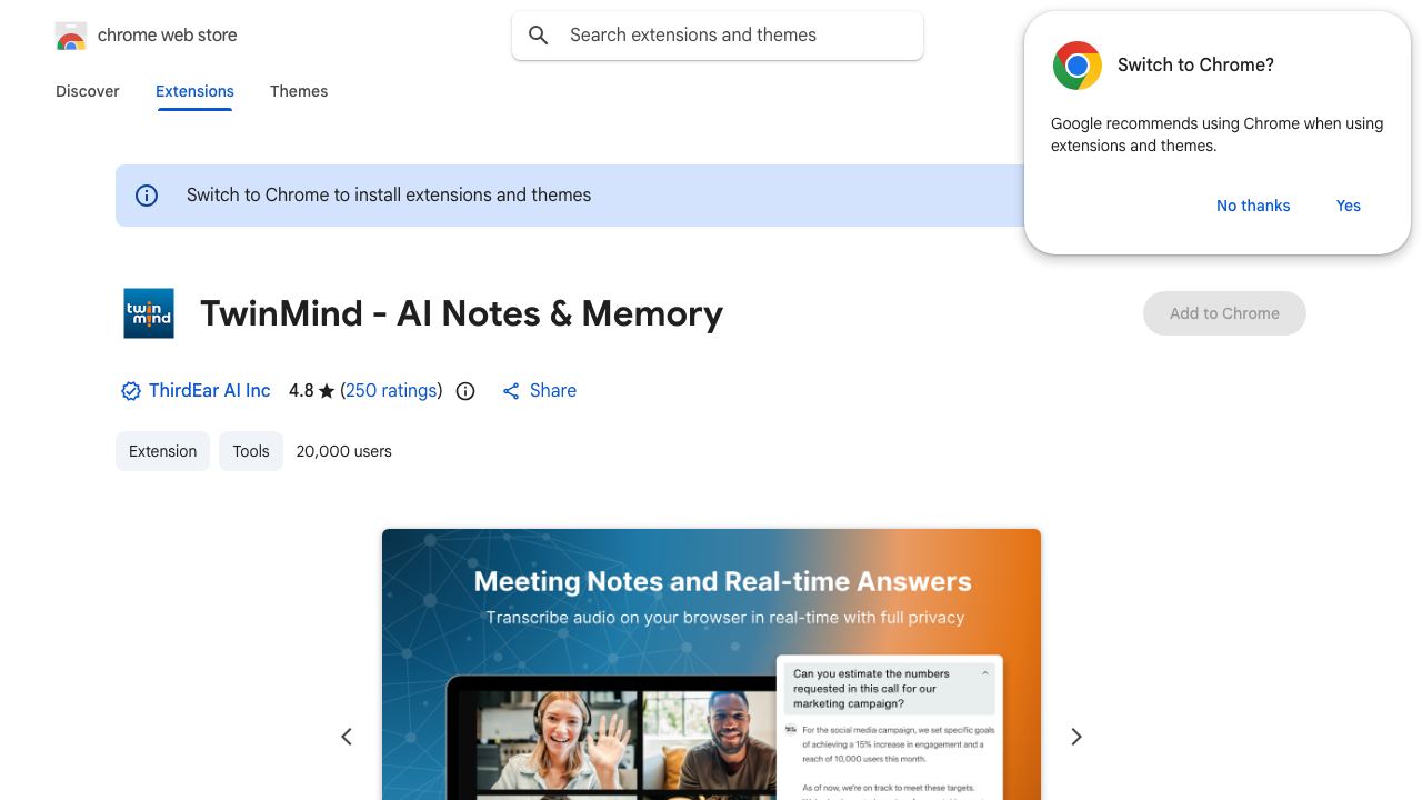 TwinMind (Early Access Preview) 网站截图